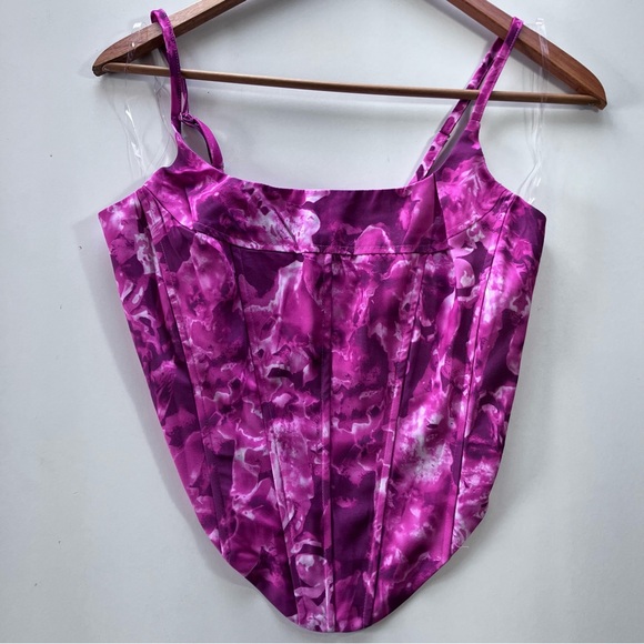 Fashion Nova Fuchsia Marble Print Corset Top Women’s Small - Picture 2 of 7